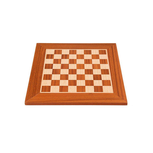 MAHOGANY WOOD & OAK INLAID handcrafted chessboard 34x34cm (Small)-Bordspill-Manopoulos-Small-Kvalitetstid AS