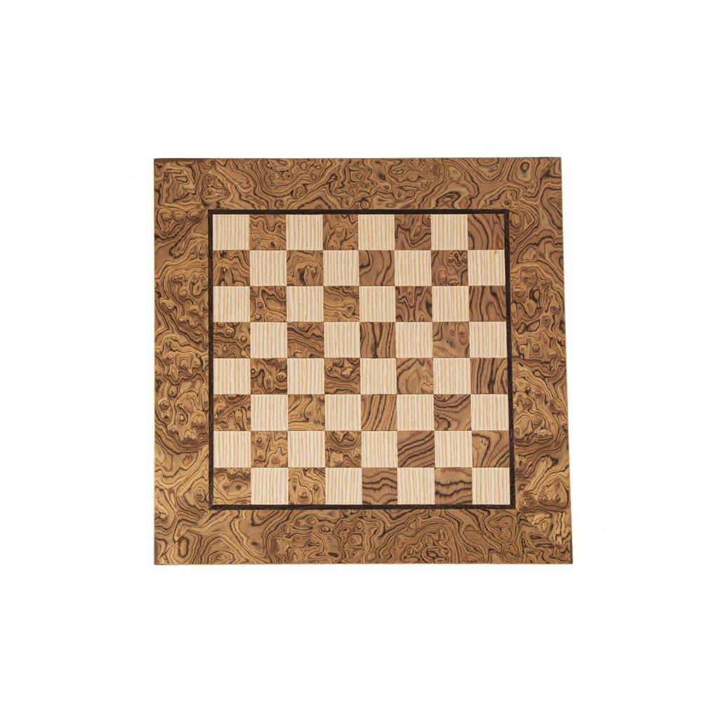 WALNUT BURL & OAK INLAID handcrafted chessboard 34x34cm (Small)-Bordspill-Manopoulos-Small-Kvalitetstid AS
