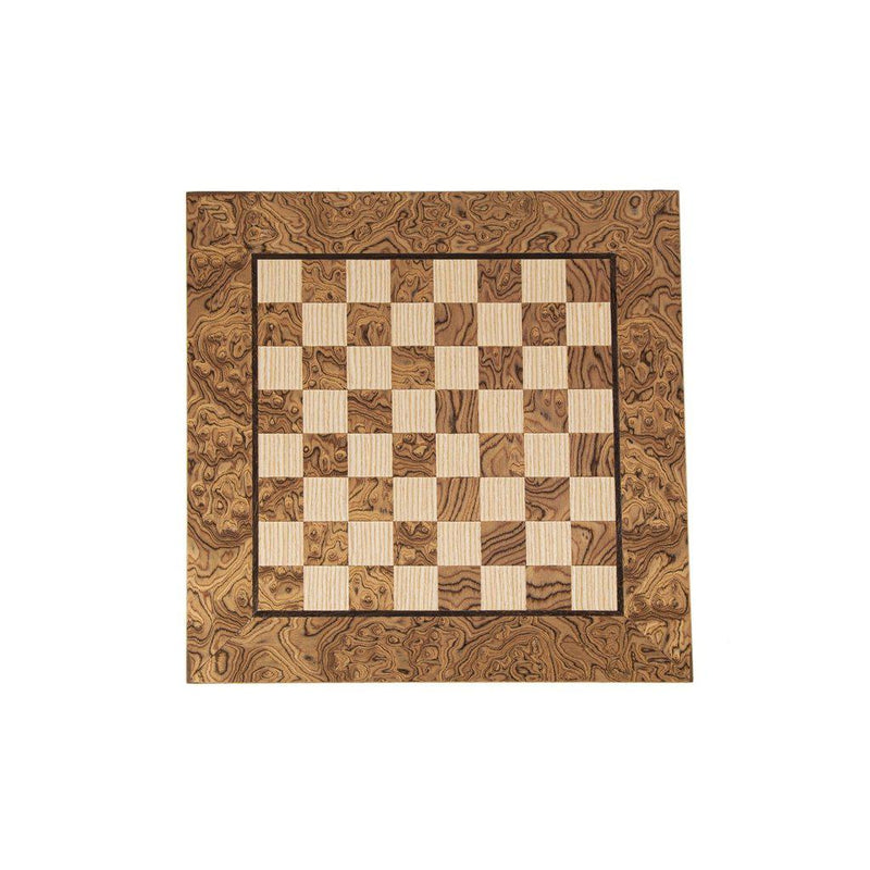 WALNUT BURL & OAK INLAID handcrafted chessboard 34x34cm (Small)-Bordspill-Manopoulos-Small-Kvalitetstid AS