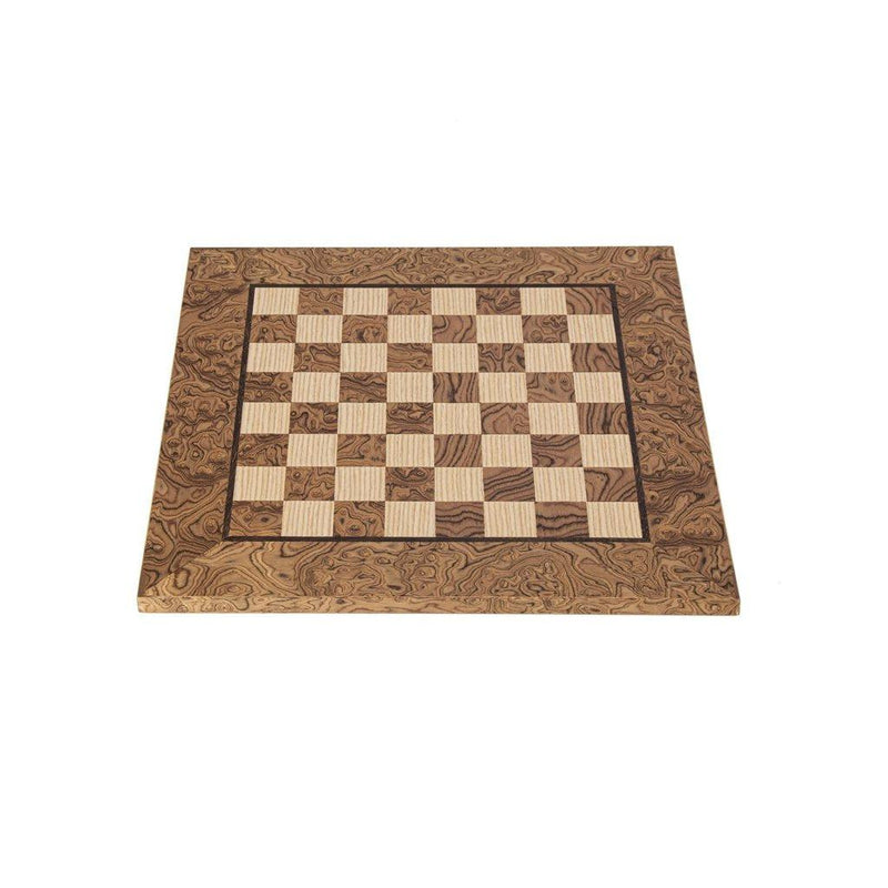 WALNUT BURL & OAK INLAID handcrafted chessboard 34x34cm (Small)-Bordspill-Manopoulos-Small-Kvalitetstid AS