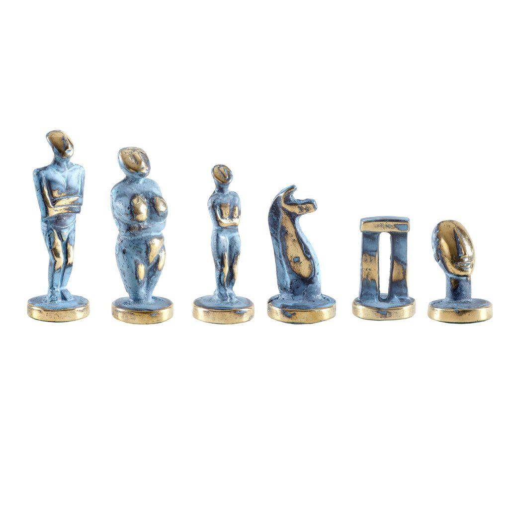 CYCLADIC ART Chessmen (Large) - Blue/Brown-Bordspill-Manopoulos-Large-Kvalitetstid AS