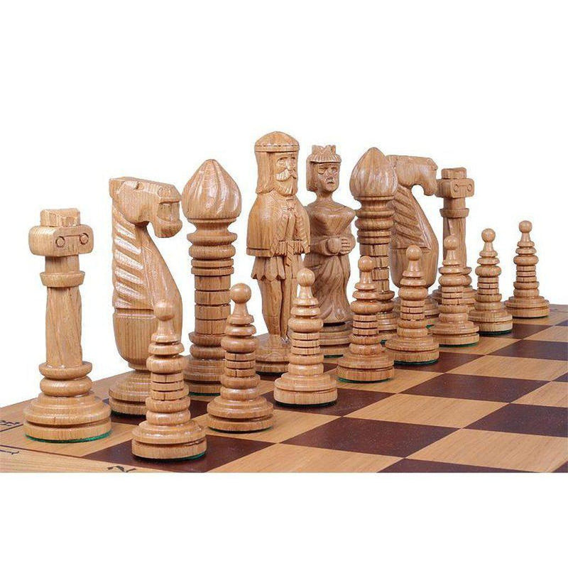 Sjakkbrikker i eik - store (kongehøyde 15cm)-Bordspill-Sunrise Chess-Kvalitetstid AS