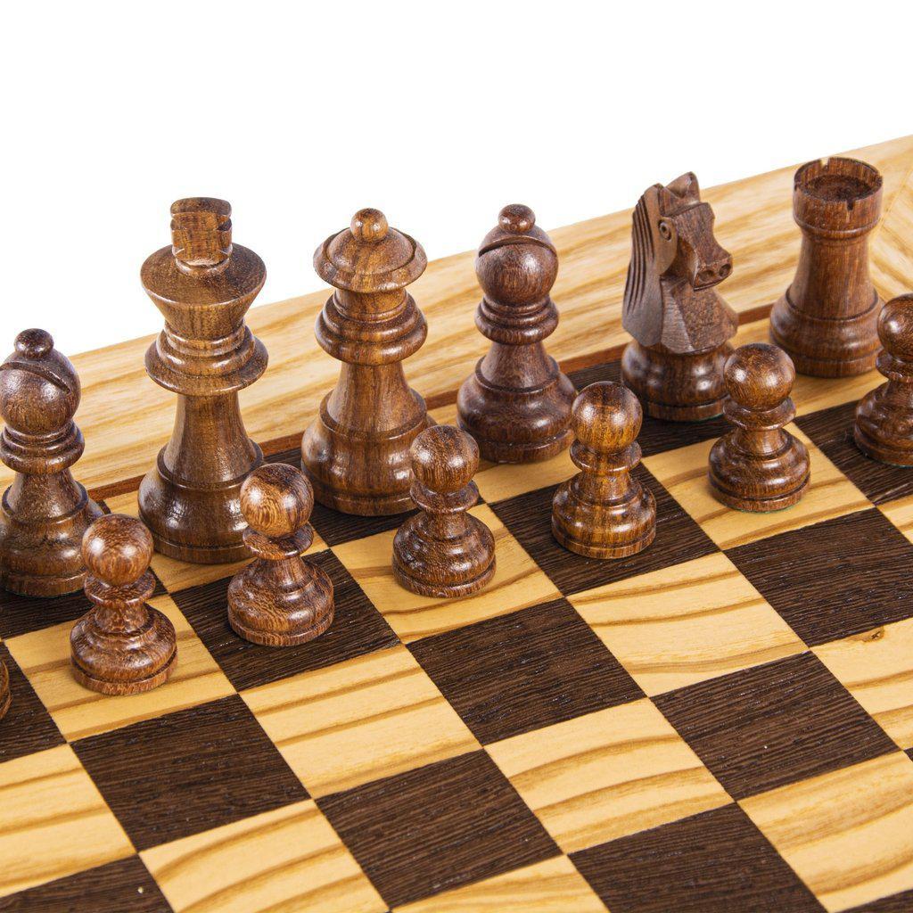 OLIVE BURL Chess set 40x40cm (Medium) with Staunton Chessmen 8.5cm King-Bordspill-Manopoulos-Medium-Kvalitetstid AS