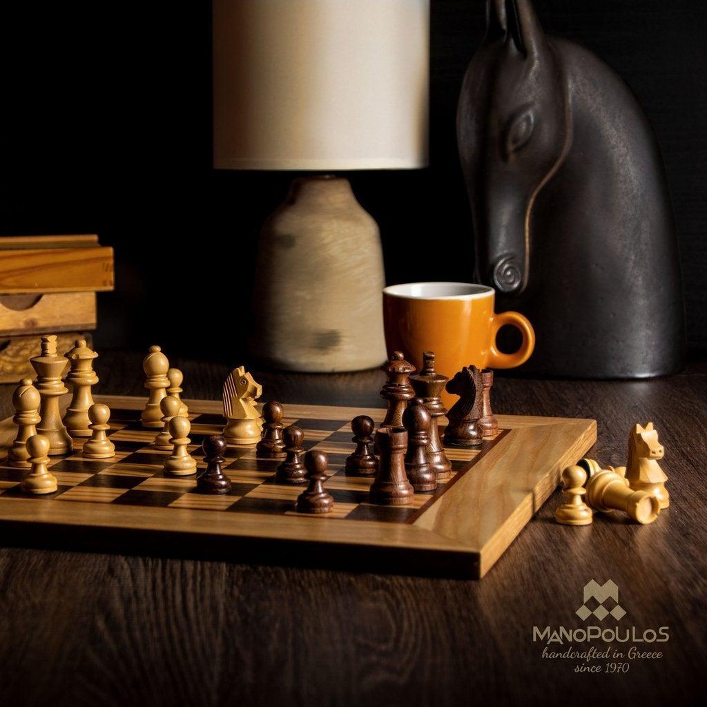 OLIVE BURL Chess set 40x40cm (Medium) with Staunton Chessmen 8.5cm King-Bordspill-Manopoulos-Medium-Kvalitetstid AS