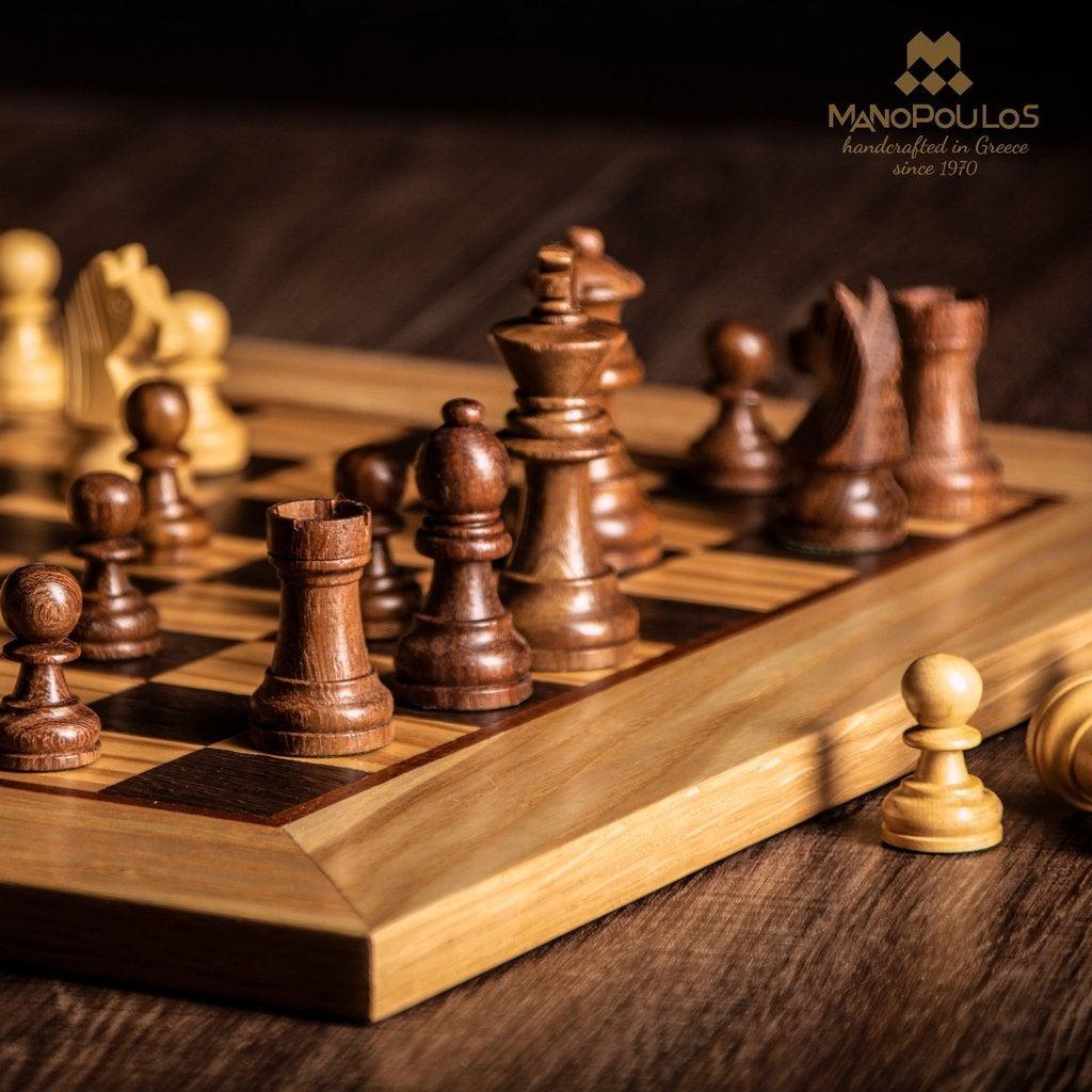 OLIVE BURL Chess set 40x40cm (Medium) with Staunton Chessmen 8.5cm King-Bordspill-Manopoulos-Medium-Kvalitetstid AS