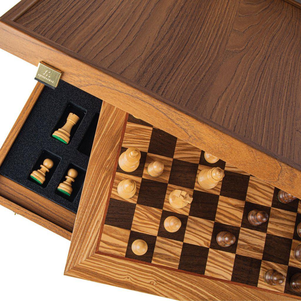 OLIVE BURL Chess set 40x40cm (Medium) with Staunton Chessmen 8.5cm King-Bordspill-Manopoulos-Medium-Kvalitetstid AS