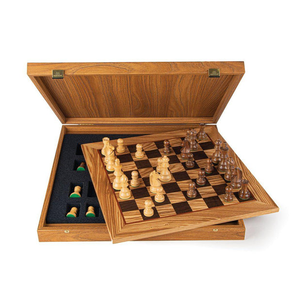 OLIVE BURL Chess set 50x50cm (Large) with Staunton Chessmen 9.5cm King-Bordspill-Manopoulos-Large-Kvalitetstid AS