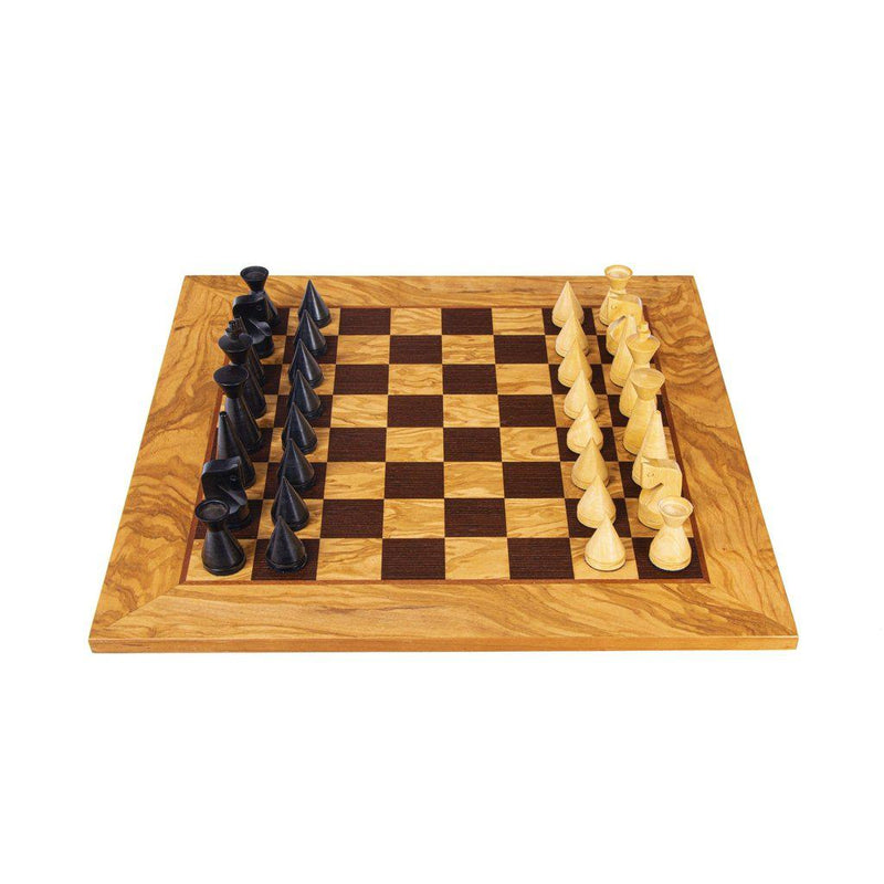 OLIVE BURL Chess set 40x40cm (Medium) with Modern Style Chessmen 7.6cm King-Bordspill-Manopoulos-Medium-Kvalitetstid AS