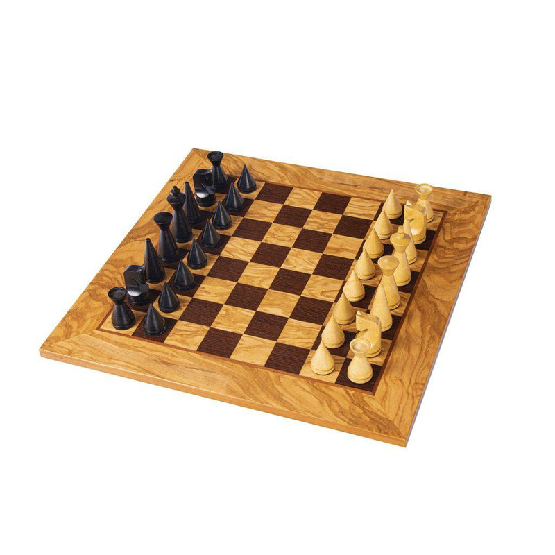 OLIVE BURL Chess set 40x40cm (Medium) with Modern Style Chessmen 7.6cm King-Bordspill-Manopoulos-Medium-Kvalitetstid AS