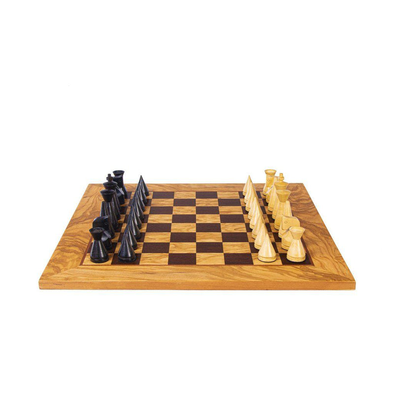 OLIVE BURL Chess set 40x40cm (Medium) with Modern Style Chessmen 7.6cm King-Bordspill-Manopoulos-Medium-Kvalitetstid AS