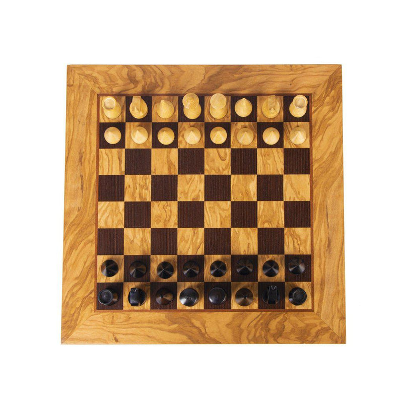 OLIVE BURL Chess set 40x40cm (Medium) with Modern Style Chessmen 7.6cm King-Bordspill-Manopoulos-Medium-Kvalitetstid AS