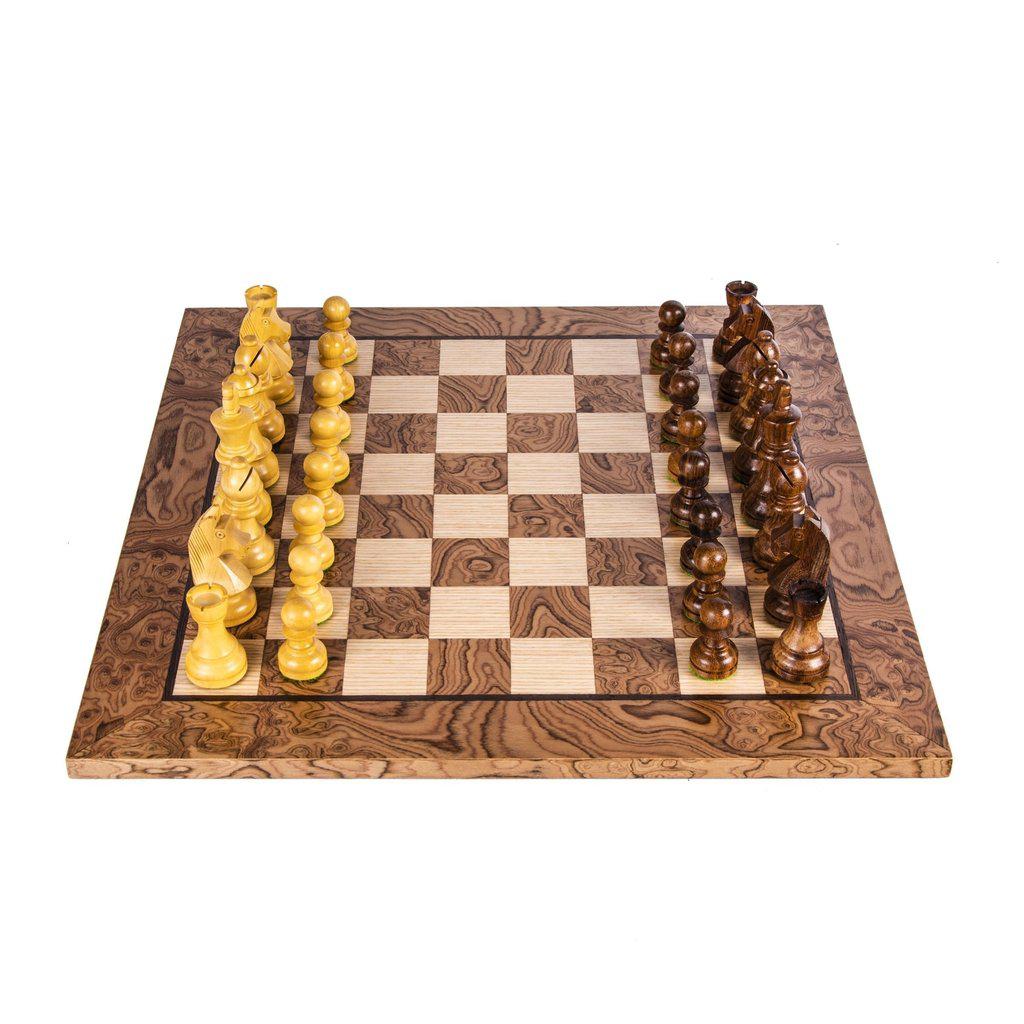 WALNUT BURL Chess set 50x50cm (Large) with Staunton Chessmen 9.5cm King-Bordspill-Manopoulos-Large-Kvalitetstid AS