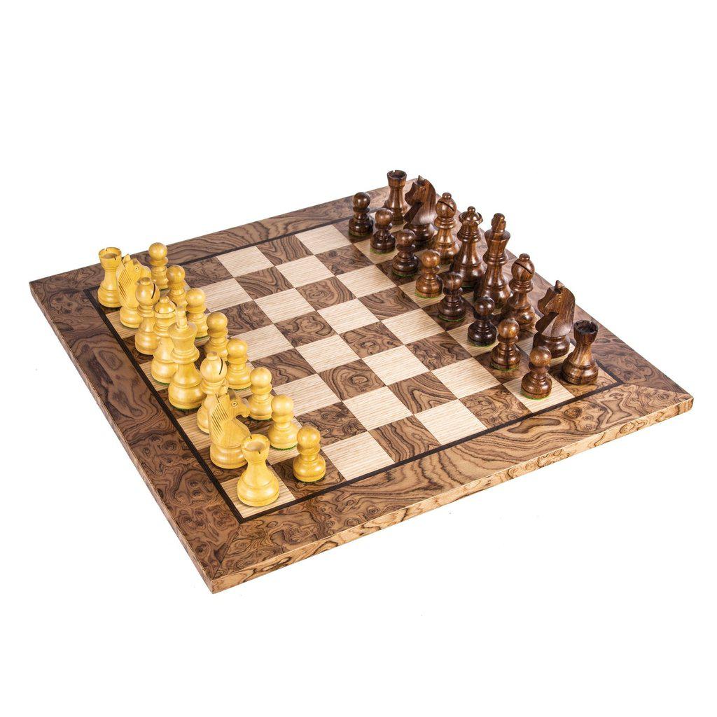 WALNUT BURL Chess set 50x50cm (Large) with Staunton Chessmen 9.5cm King-Bordspill-Manopoulos-Large-Kvalitetstid AS
