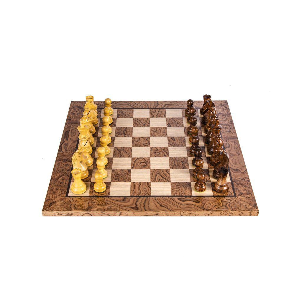 WALNUT BURL Chess set 34x34cm (Small) with Staunton Chessmen 6.5cm King-Bordspill-Manopoulos-Small-Kvalitetstid AS