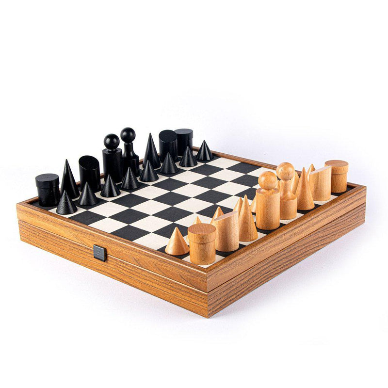 BAUHAUS STYLE Black & White Chess set 40x40cm (Medium) with chessmen 8.5cm King-Bordspill-Manopoulos-Medium-Kvalitetstid AS