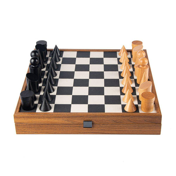 BAUHAUS STYLE Black & White Chess set 40x40cm (Medium) with chessmen 8.5cm King-Bordspill-Manopoulos-Medium-Kvalitetstid AS