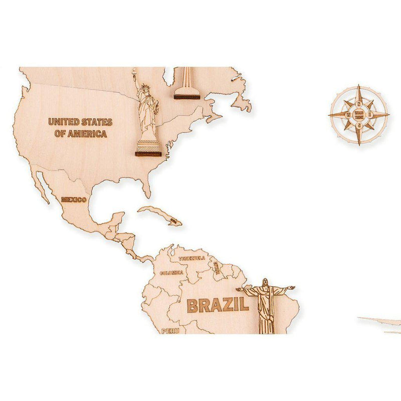 Wooden World Map - 3D mekanisk 3D byggesett i tre fra WoodTrick