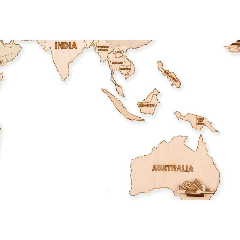 Wooden World Map - 3D mekanisk 3D byggesett i tre fra WoodTrick
