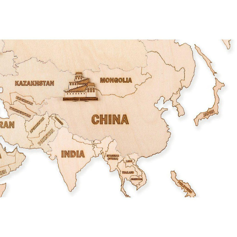 Wooden World Map - 3D mekanisk 3D byggesett i tre fra WoodTrick