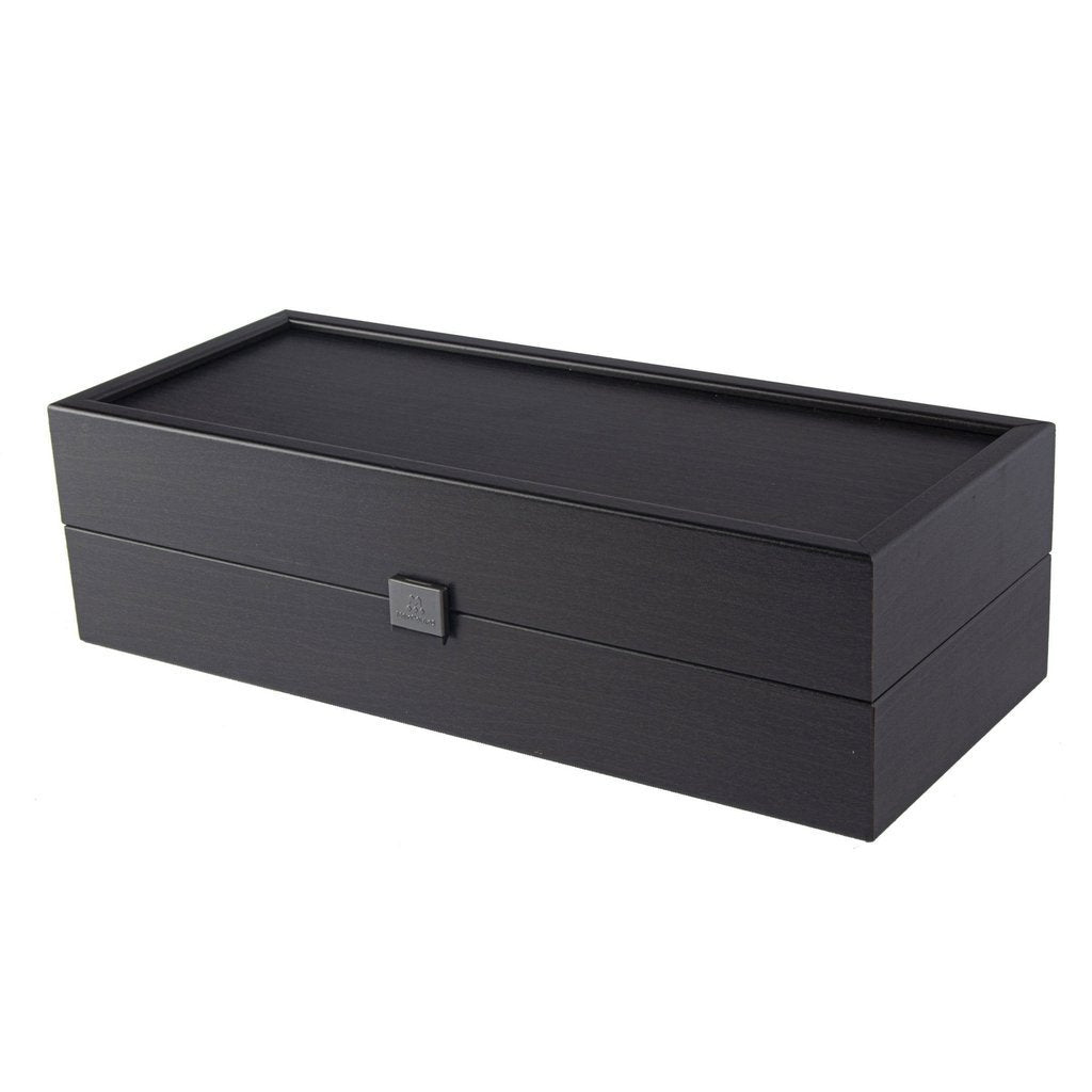 BLACK WOODEN WINE BOX-Decorative Objects-Manopoulos-Large-Kvalitetstid AS
