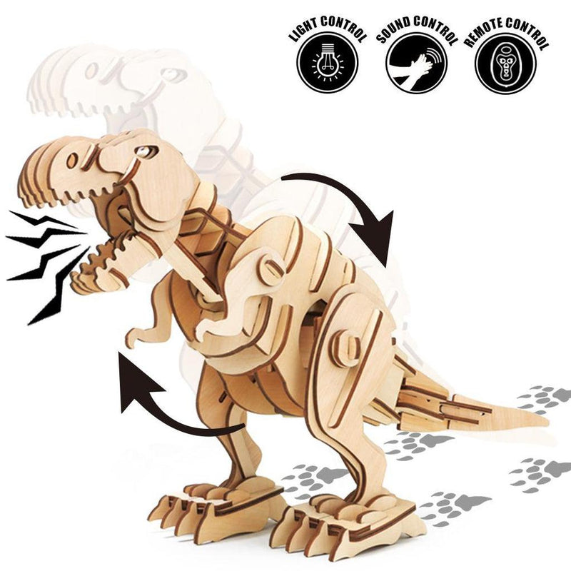 Walking T-rex | Lyd-aktivert & motorisert T-Rex dinosaur-Byggesett - mekaniske-Robotime-Kvalitetstid AS