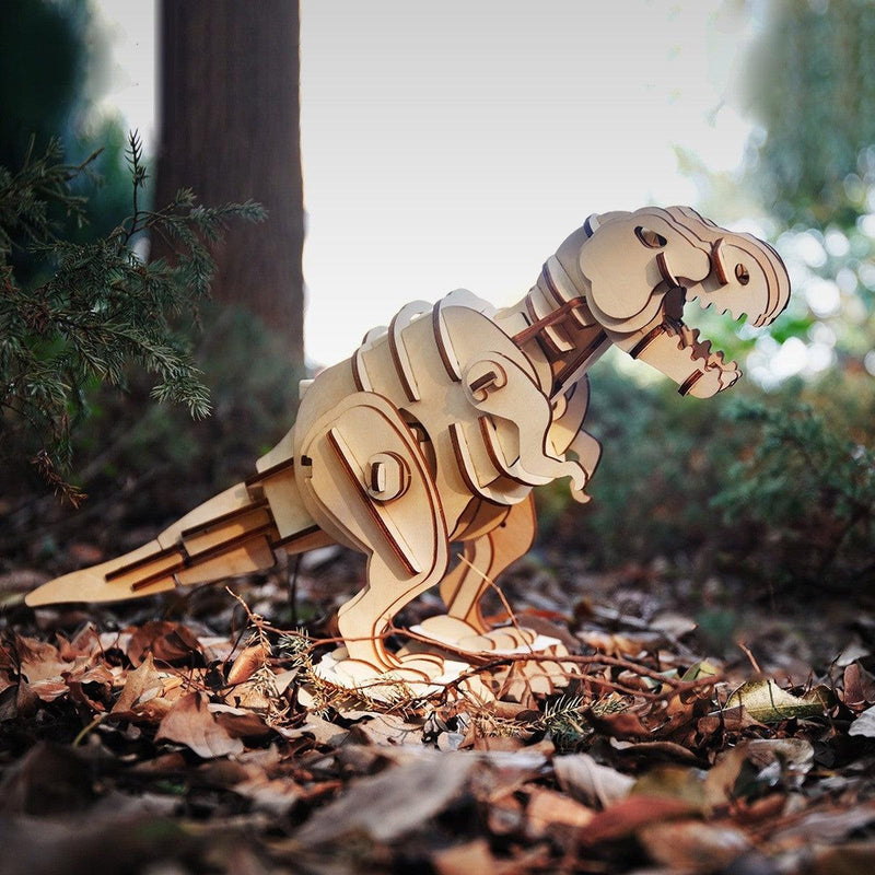 Walking T-rex | Lyd-aktivert & motorisert T-Rex dinosaur-Byggesett - mekaniske-Robotime-Kvalitetstid AS