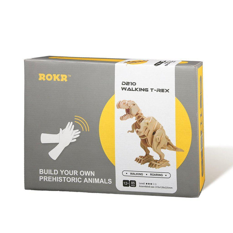 Walking T-rex | Lyd-aktivert & motorisert-Byggesett-Robotime-Kvalitetstid AS