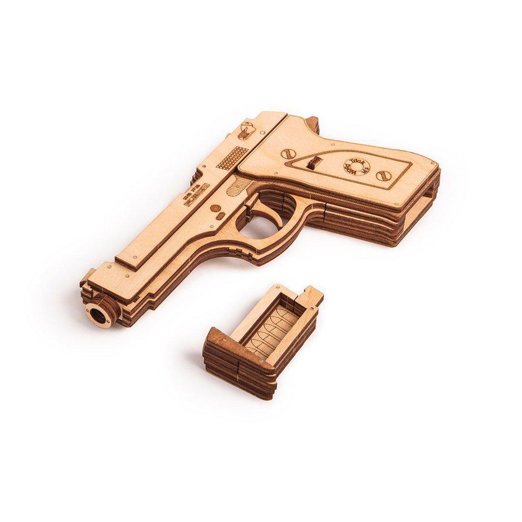 Gun - 3D mekanisk 3D byggesett i tre fra WoodTrick