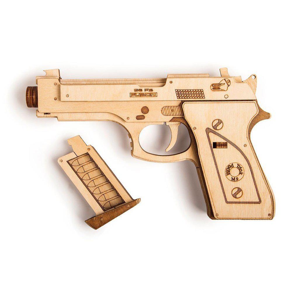 Gun - 3D mekanisk 3D byggesett i tre fra WoodTrick