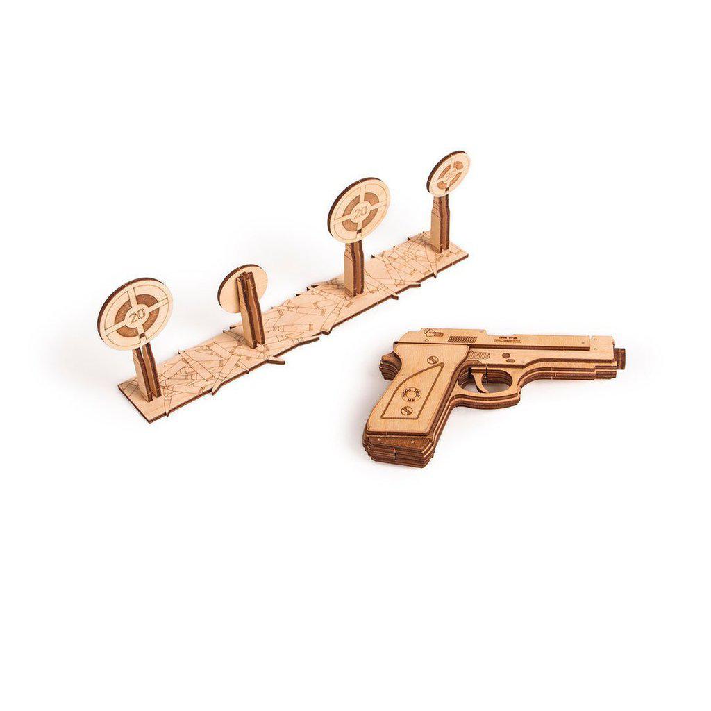Gun - 3D mekanisk 3D byggesett i tre fra WoodTrick