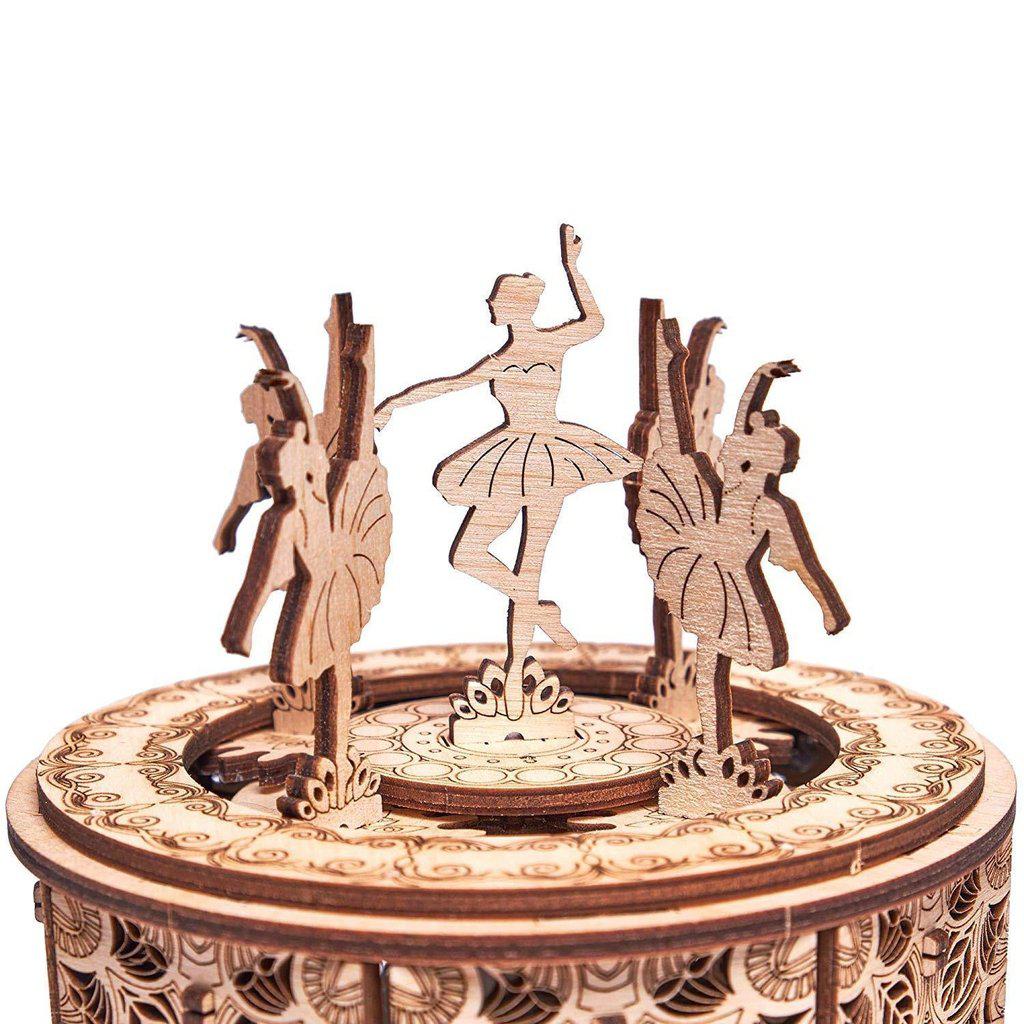 Dancing Ballerina Music Box - WoodTrick, wooden model kit, 3d wooden mechanical model, model building model kit 1