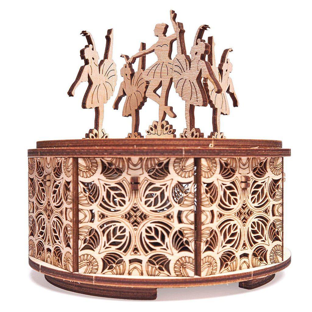 Dancing Ballerina Music Box - WoodTrick, wooden model kit, 3d wooden mechanical model, model building model kit 1