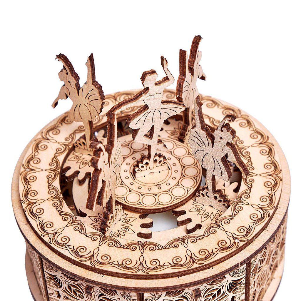 Dancing Ballerina Music Box - WoodTrick, wooden model kit, 3d wooden mechanical model, model building model kit 1