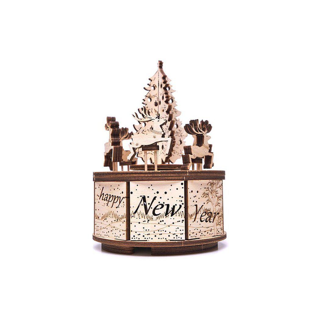 Santa’s Carousel - 3D mekanisk 3D byggesett i tre fra WoodTrick