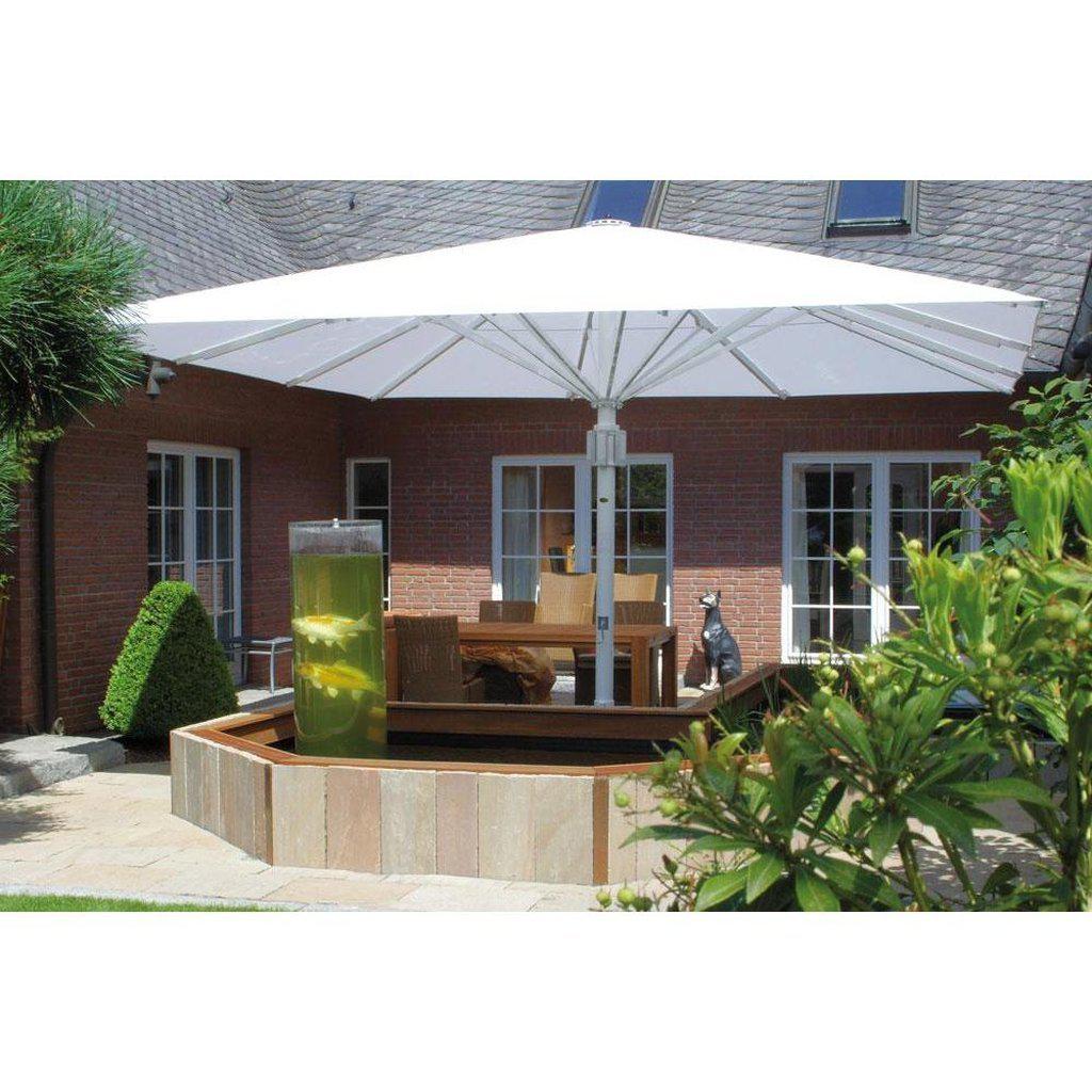 Parasoll | Rund | Forsterket - "Strong Wind" | Midtstilt mast-Parasoll-Uhlmann-Ø9-Hvit-Uten volanger-Kvalitetstid AS