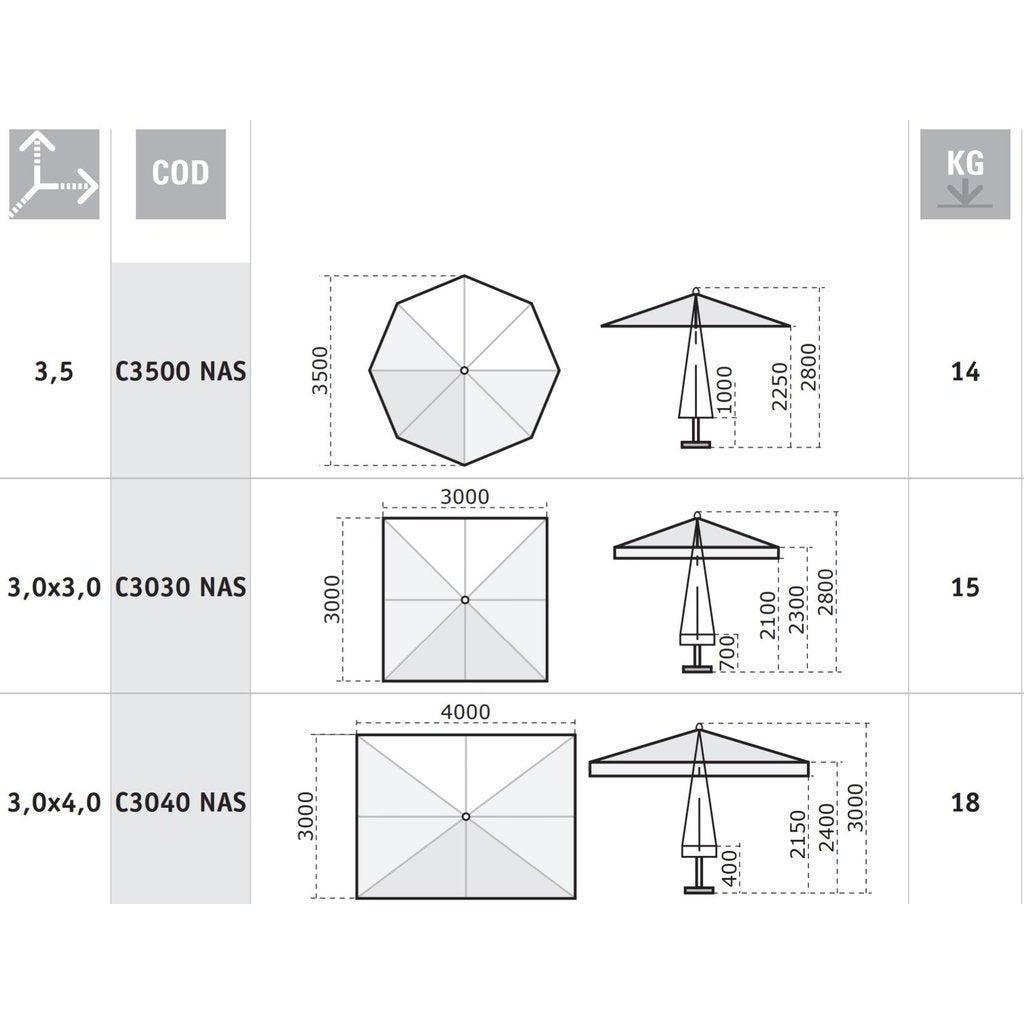 Parasoll Napoli | midstilt stang-Parasoller-Scolaro-Ø3.5-Natur-Uten volanger-Kvalitetstid AS