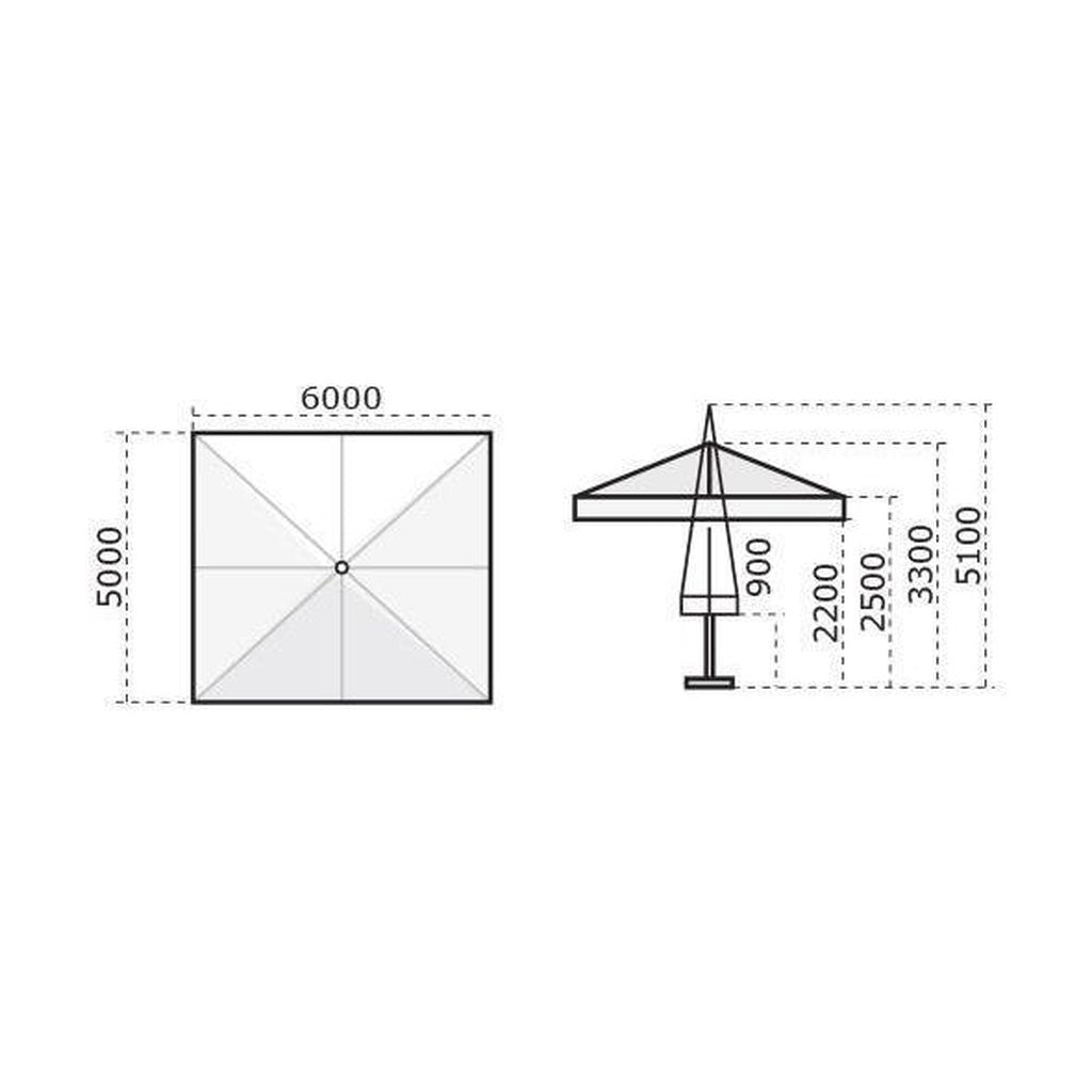 Parasoll Capri | teleskopstang | Dark-Gigantparasoller-Scolaro-5x5-Natur-Uten volanger-Kvalitetstid AS