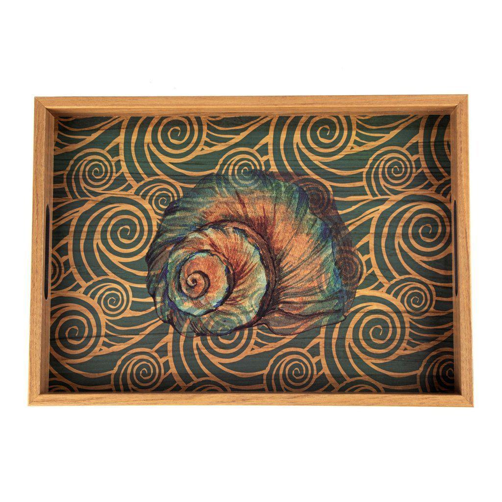 Serveringsbrett i tre med trykt motiv - OCEAN-Decorative Objects-Manopoulos-Large-Kvalitetstid AS