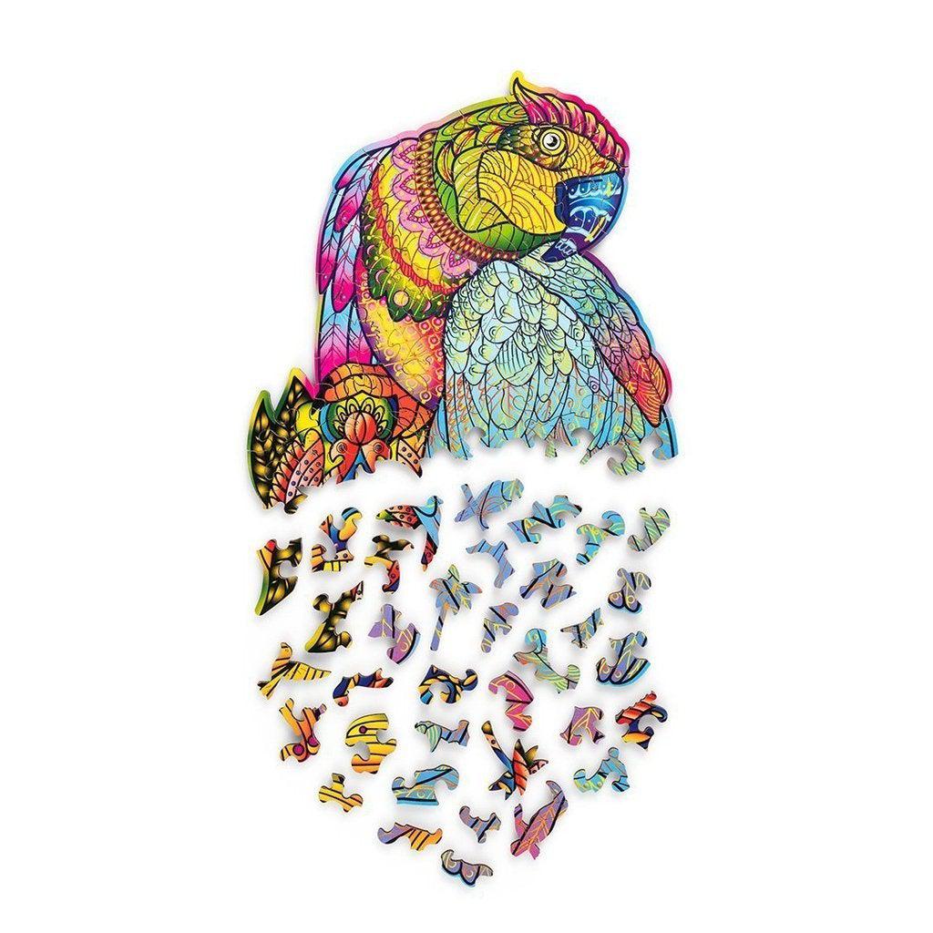 Bright Parrot - wooden colorful puzzle by WoodTrick.