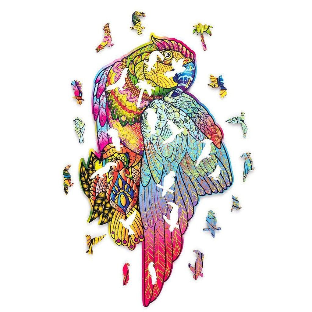 Bright Parrot - wooden colorful puzzle by WoodTrick.