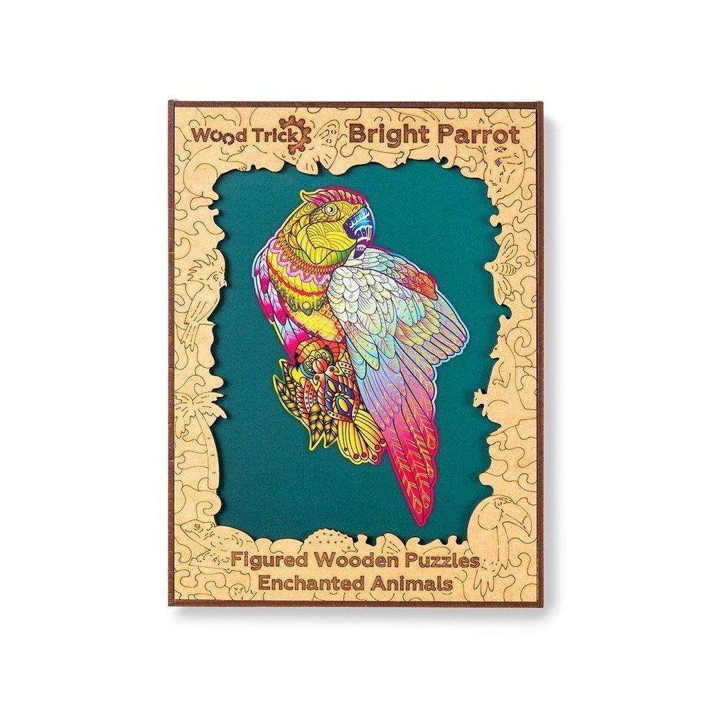 Bright Parrot - wooden colorful puzzle by WoodTrick.